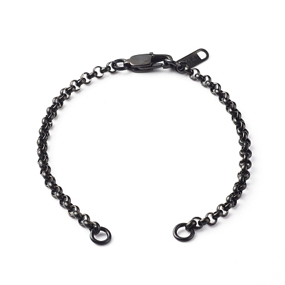 Handmade 304 Stainless Steel Bracelets Making Accessories, with Rolo Chain, Jump Rings, Lobster Claw Clasps, Chain Tabs