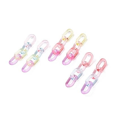 3Pair 3 Colors Candy Color Acrylic Cable Chain Tassel Dangle Stud Earrings for Women