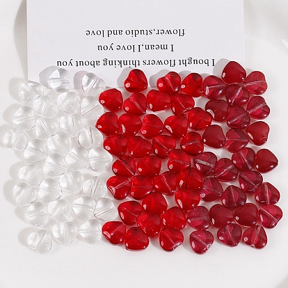 Transparent Glass Beads, Heart