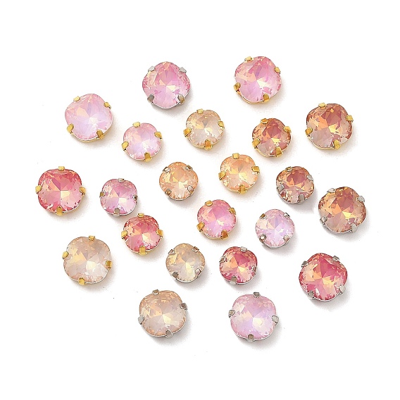 Латунные стеклянные стразы пришивные стразы, граненые, квадратный, разноцветные