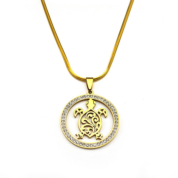 201 ожерелья из нержавеющей стали с подвеской в виде черепахи, с полимерной глиной стразами