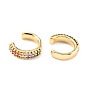 Brass Micro Pave Cubic Zirconia Cuff Earrings, Long-Lasting Plated, Ring