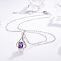 Collares con colgante de circonita cúbica pavimentados de latón, flor, Platino