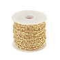 Brass Boston Link Chains, with Square Beaded, Unwelded, with Spool