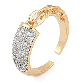 Chain Style Brass Micro Pave Clear Cubic Zirconia Open Cuff Ring for Women