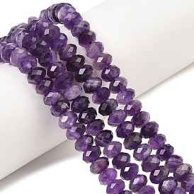 Природный аметист нитей бисера, рондель, граненые