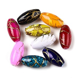 Spray Painted Acrylic Beads, Drawbench, Oval