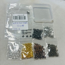 1200Pcs 15 Styles Iron and Brass Crimp Beads