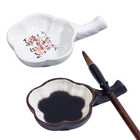 2 шт. 2 цвета керамическая чернильница в форме цветка сливы, чернильница с ручкой, подставка для кистей для китайской каллиграфии