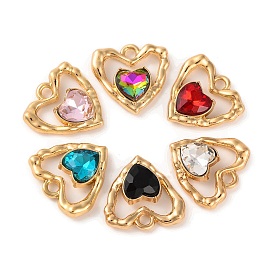 Alloy Crystal Rhinestone Pendants, Heart Charms