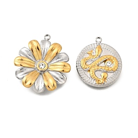 304 подвески из нержавеющей стали и страз, золотые и нержавеющая сталь цвет