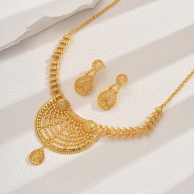 Элегантные полые серьги-капли из латуни и комплекты ожерелий для женщин