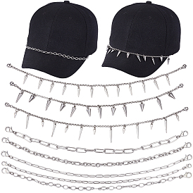 8 шт. 8 стили в стиле панк 304 цепи Rolo из нержавеющей стали и цепи с колпачками из сплава