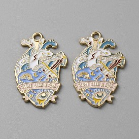 Подвески из эмали и сплава, золотые, шарма сердца