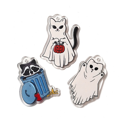 Printed Acrylic Pendants, Cat & Raccoon Charm