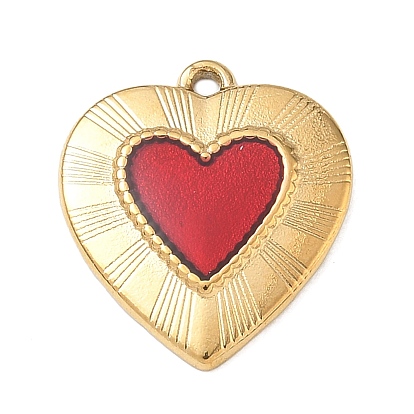 304 aus Stahl-Email-Anhänger, Herzanhänger, golden