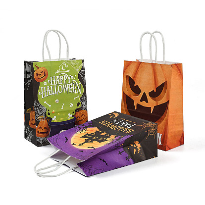 Сумки-шопперы с бумажным принтом на тему Хэллоуина, принадлежности для хранения подарков, прямоугольные