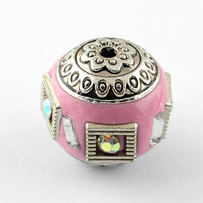 Handmade Indonesia Beads, with Brass Core, Round, 18mm, Hole: 2mm