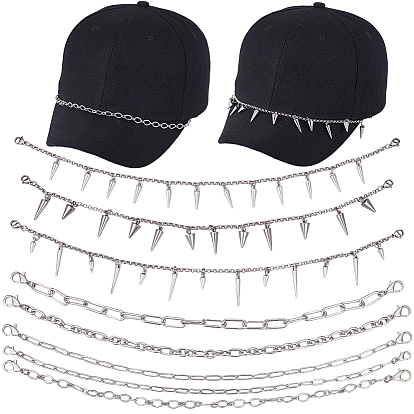 8 шт. 8 стили в стиле панк 304 цепи Rolo из нержавеющей стали и цепи с колпачками из сплава