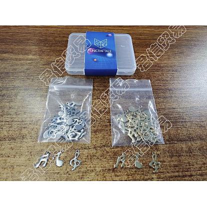 60Pcs 6 Style 304 & 201 Stainless Steel Charms, Musical Note