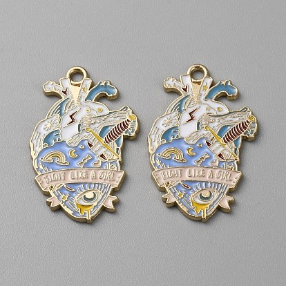 Подвески из эмали и сплава, золотые, шарма сердца