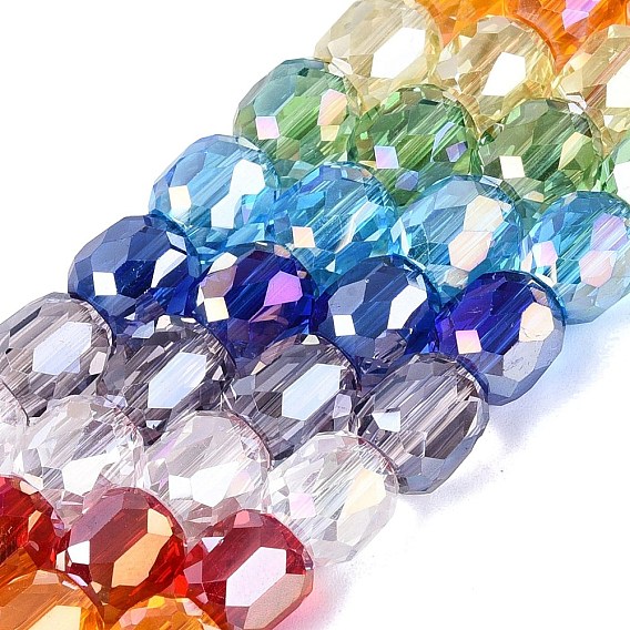 Electroplate Transparent Glass Beads Strands, Column, Faceted