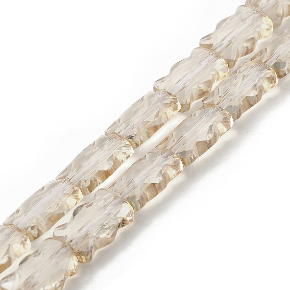 Стеклянные бусины с гальваническим покрытием , прямоугольные, гальваническое покрытие, граненые