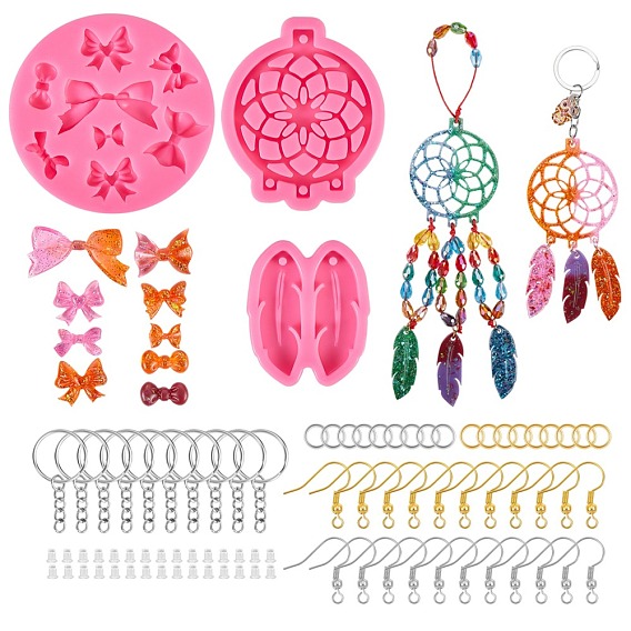 DIY Epoxy Resin Crafts, Including  Silicone Moulds, Iron Split Key Rings & Jump Rings, Brass Earring Hooks and Silicone Ear Nuts