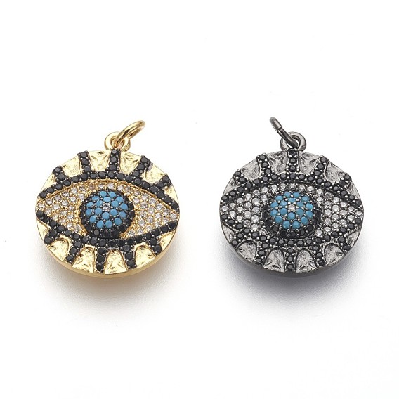 Латунные микро проложить кубического циркония подвески, без свинца, без кадмии и без никеля, плоские круглые с глаз