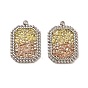 Pendentifs en acier inoxydable, poli miroir avec strass, charme rectangle