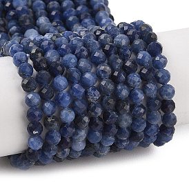 Natural Sodalite Beads Strands, Faceted, Grade A, Round