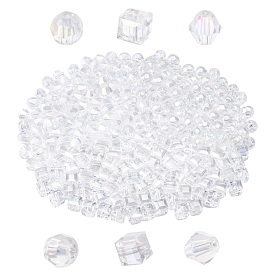 240Pcs 3 Style Electroplate Glass Beads, Mixed Shapes