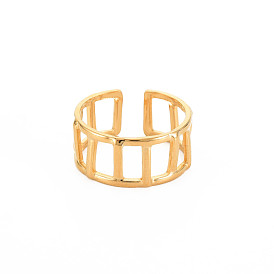304 Stainless Steel Rectangle Hollow Open Cuff Ring for Women