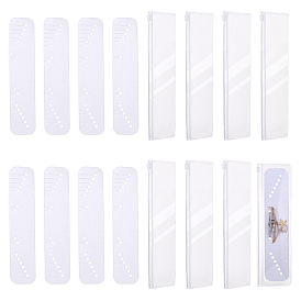8шт. ПВХ карточки для демонстрации запутанных ожерелий, прямоугольные, с 8 пакетами из ПВХ с замком на молнии