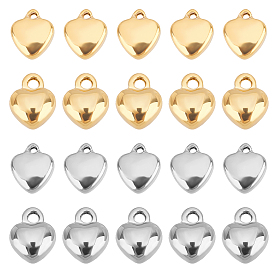 304 Stainless Steel Charms, Heart