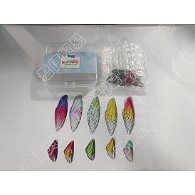 20 pcs 10 pendentifs en résine transparente de style, une feuille d'or, aile d'insectes