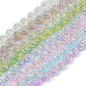 Гальванические стеклянные бусины, подсолнечник, с покрытием AB цвета