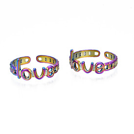 304 Stainless Steel Word Love Open Cuff Ring for Women