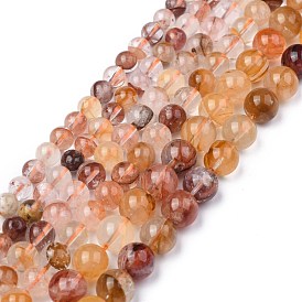 Natural Hematoid Quartz/Ferruginous Quartz Beads Strands, Round