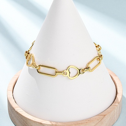 304 Браслеты из нержавеющей стали в форме сердца и скрепки для женщин