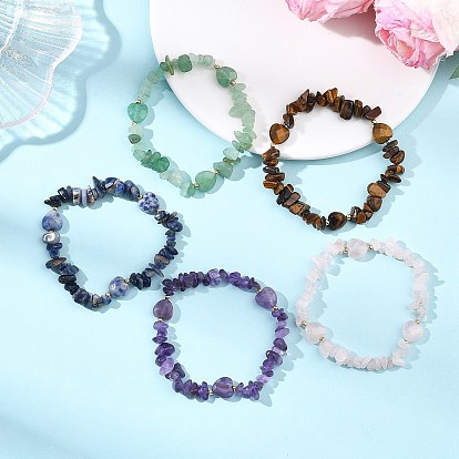 Браслеты из натуральных драгоценных камней для женщин, сердце и чип, с золотыми 304 бусинами из нержавеющей стали