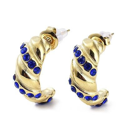 Glass Stud Earrings, Golden 304 Stainless Steel Earrings
