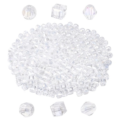 240Pcs 3 Style Electroplate Glass Beads, Mixed Shapes