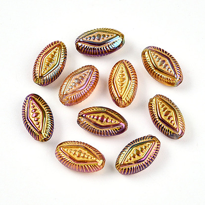 Переливающиеся непрозрачные акриловые бусины с УФ-покрытием, ромб, золотой металл обвитыми