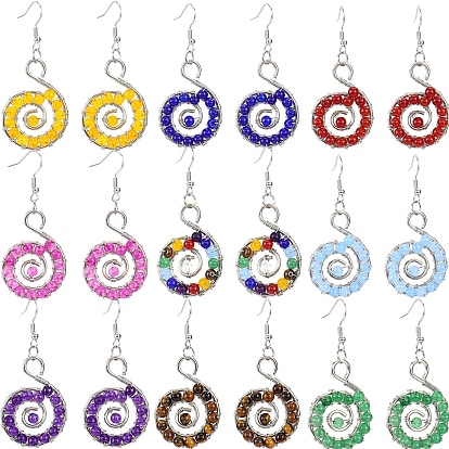 Gemstone Dangle Earrings, Shell Shape, Colorful
