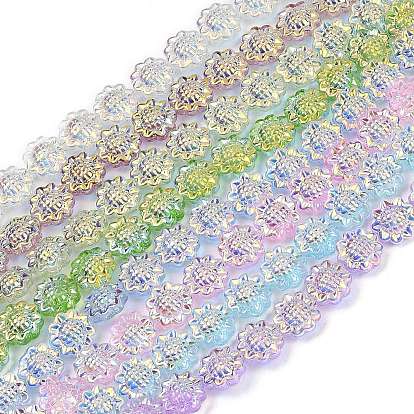 Гальванические стеклянные бусины, подсолнечник, с покрытием AB цвета