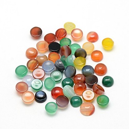 Cabochons en agate naturelles, demi-tour / dôme, couleur mixte, 8~9.5x4~5mm