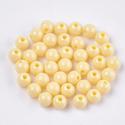 Opaque Plastic Beads, Round