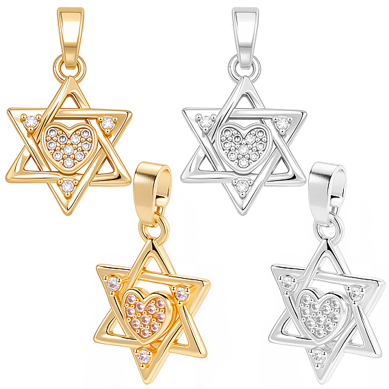 16 шт 2 цвета кулоны из латуни, микропаве, циркония, звезды прелести