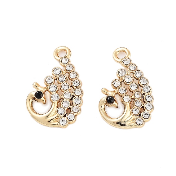 Подвески со стразами из сплава с УФ-покрытием, прелести павлина